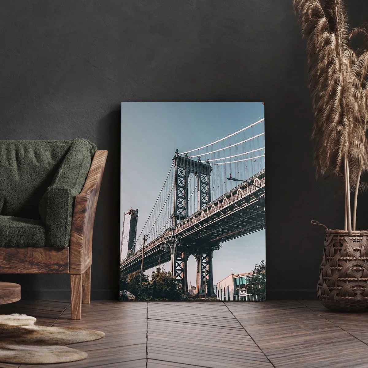 Canvastavla - Bild på duk - Över stadens vågor - 55x100 cm