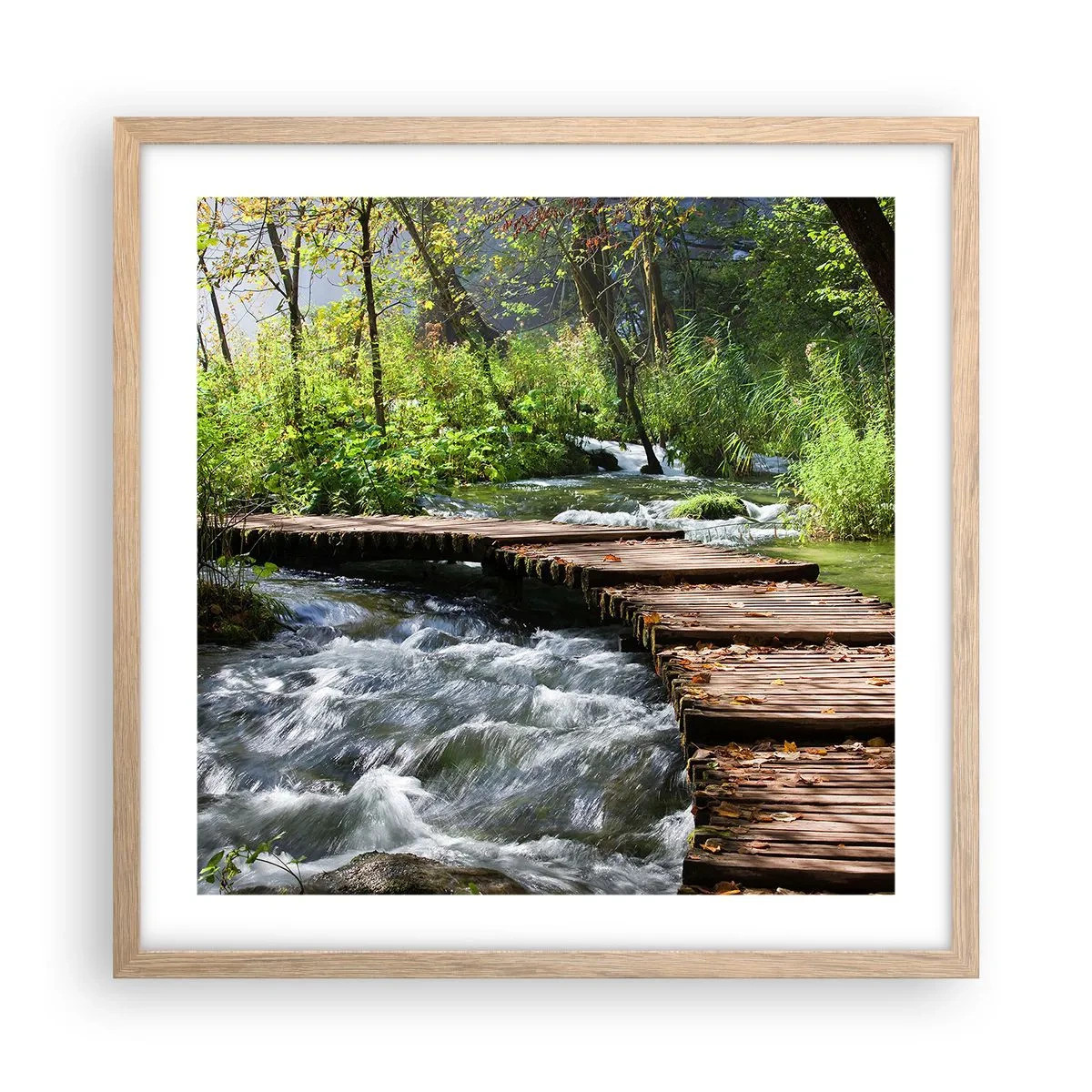 Affisch i ram av ljusek - Över skummande kaskad - 50x50 cm