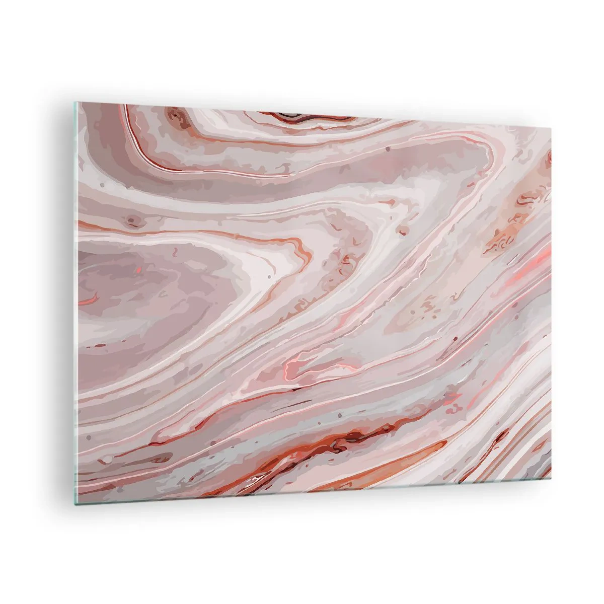 Glastavla - Bild på glas - Abstrakt mönster i nyanser av rosa och brunt - 70x50cm - Flytande rosa - Modern väggdekoration för vardagsrum och sovrum ARTTOR