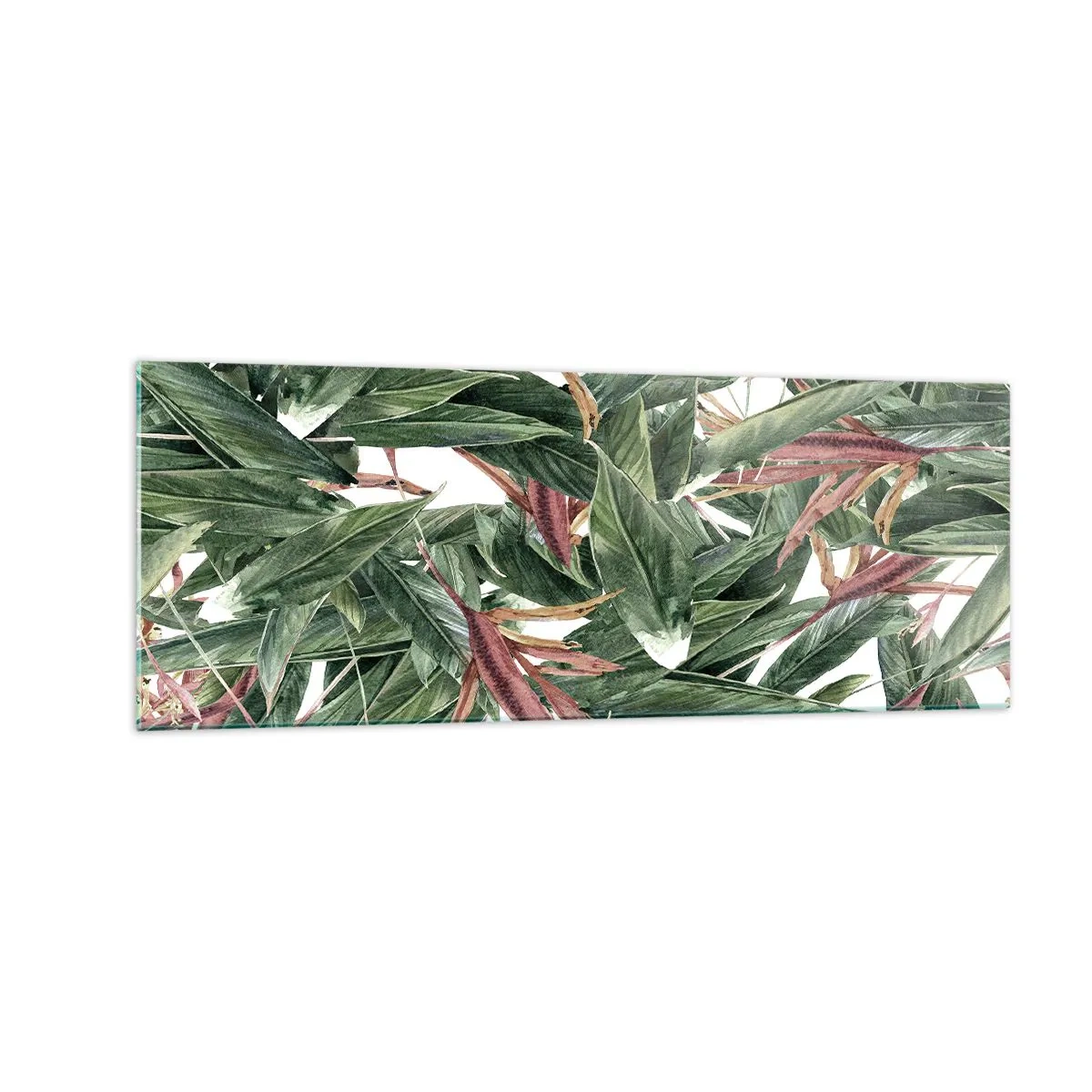 Glastavla - Bild på glas - Smaragd-lila växter - 140x50 cm