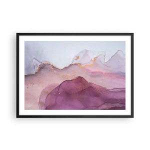 Affisch i svart ram - Lila och violett vågor - 70x50 cm