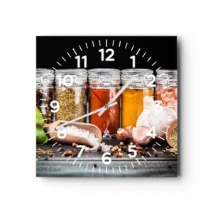 Väggklocka - Klocka på glas - Så att livet har smak - 30x30 cm