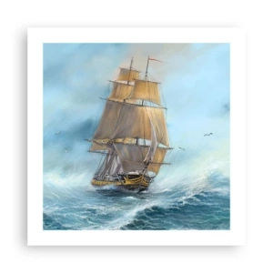 Affisch - Vinkande genom vågorna - 50x50 cm