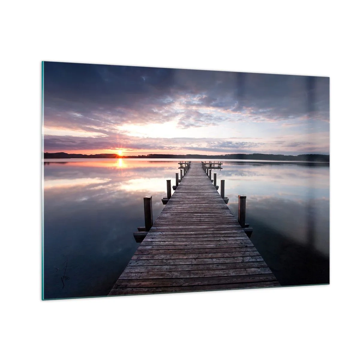 Glastavla - Bild på glas - Den tysta gränsen mellan dag och natt - 100x70 cm