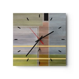 Väggklocka - Klocka på glas - Rakt och lugnt - 30x30 cm