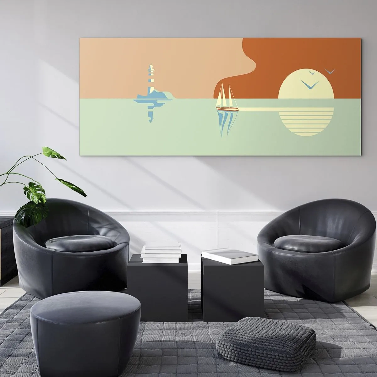 Glastavla - Bild på glas - Perfekt havslandskap - 140x50 cm