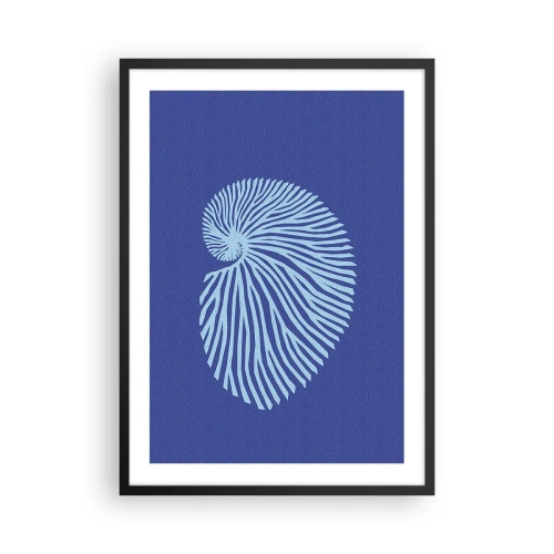 Affisch i svart ram - Stiliserad skalgrafik i spiralform - 50x70cm - Födelse av ett skal - Modern väggdekoration för vardagsrum och sovrum ARTTOR