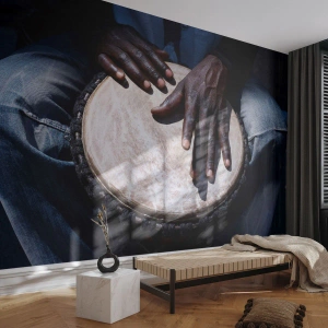 Fototapet på mått Premium Sand - Lev efter din rytm - Trumma, musik, Afrika