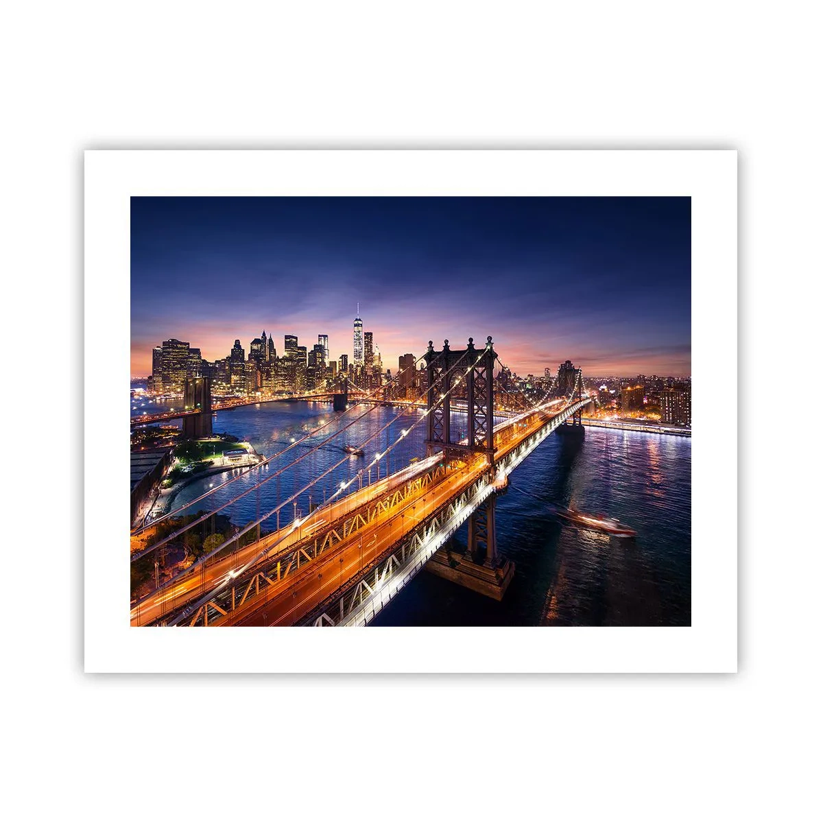 Affisch - Över ljusbron till stadens hjärta - 50x40 cm