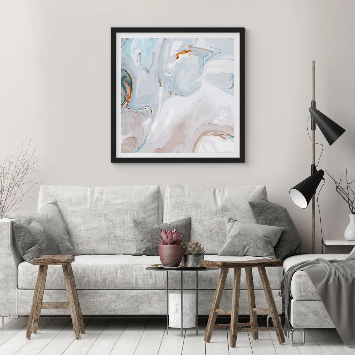 Affisch i svart ram - Utbuktande vithet - 40x40 cm