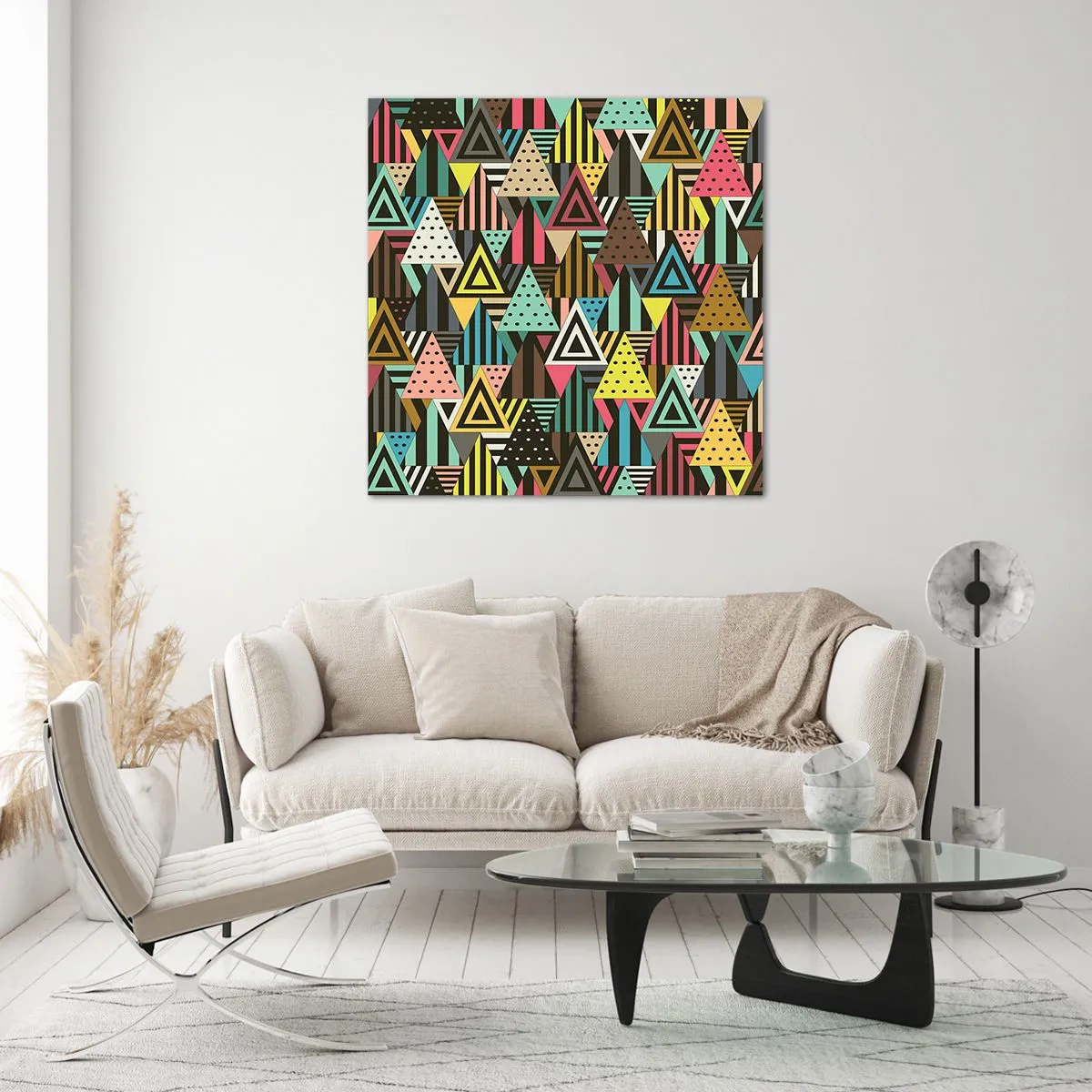 Glastavla - Bild på glas - Trianglar - 30x30 cm