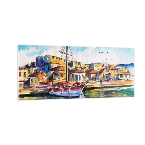 Glastavla - Bild på glas - Regnbågseftermiddag - 100x40 cm