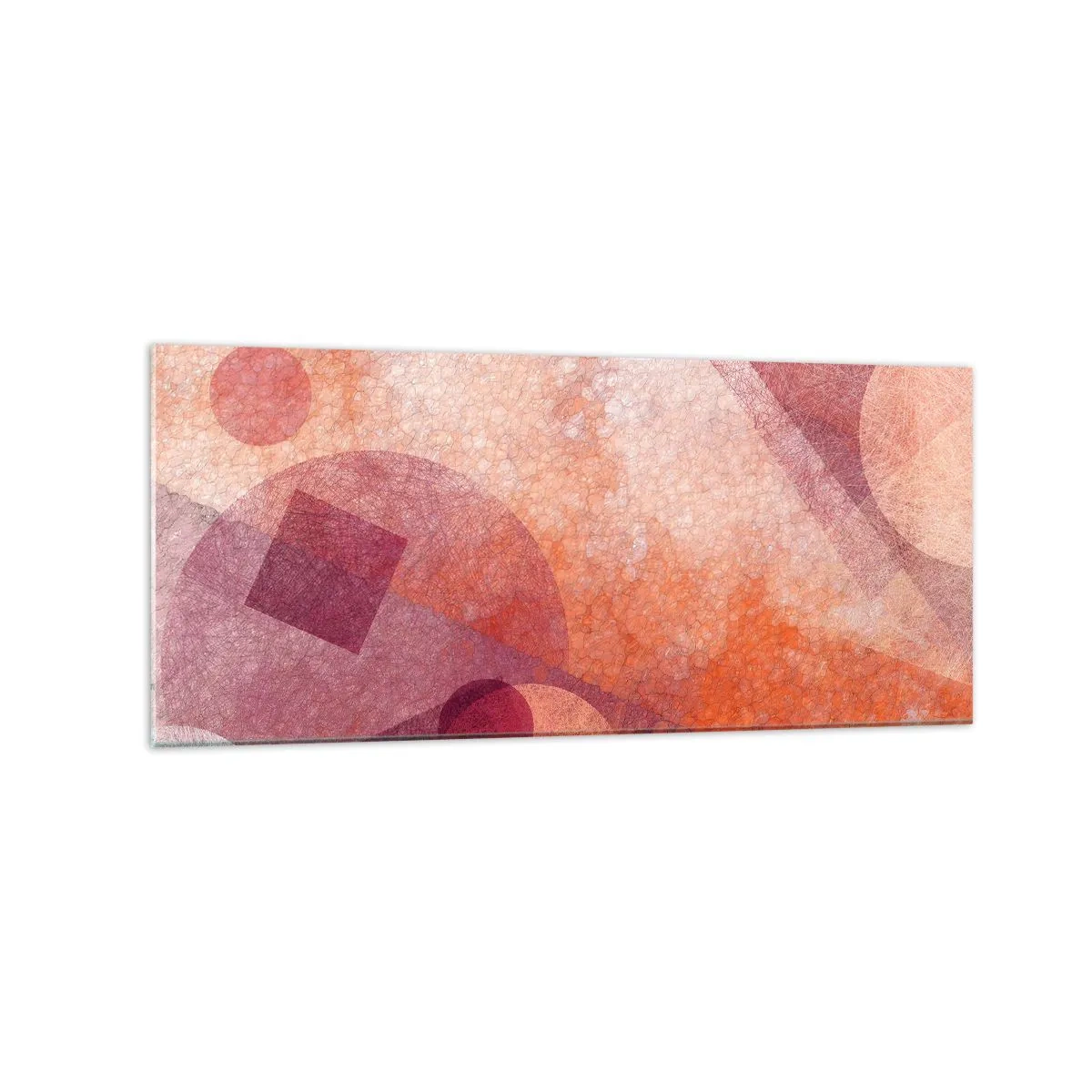 Glastavla - Bild på glas - Geometriska omvandlingar i rosa - 120x50 cm