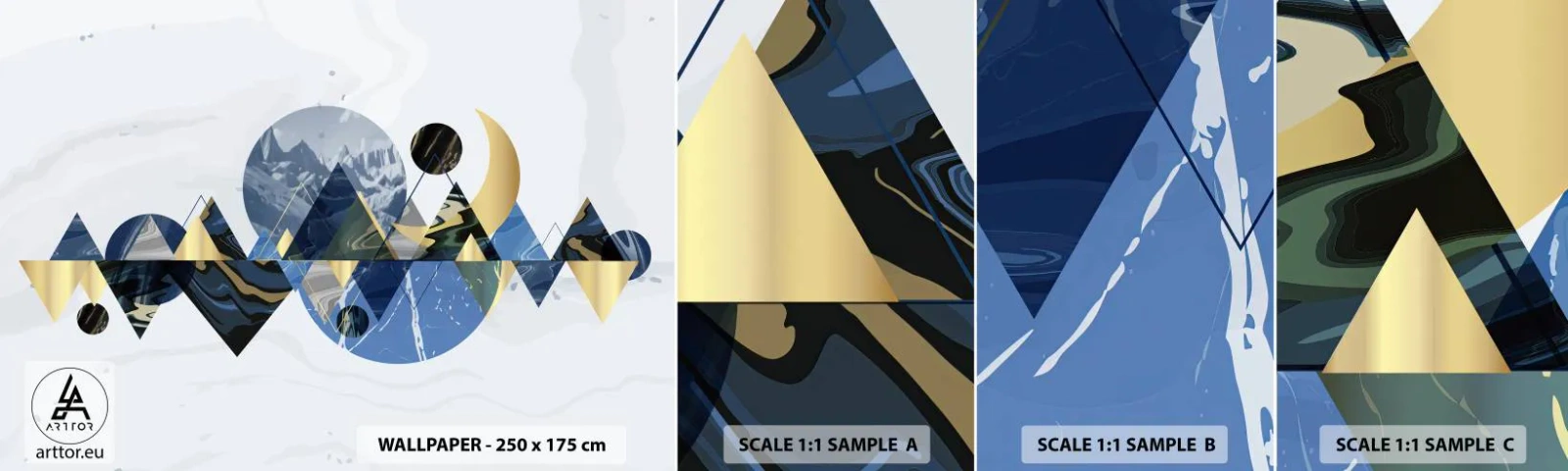 Fototapet Prov Standard Eco - Geometriskt landskap - Abstraktion, Berg, Bit - 100x30 cm