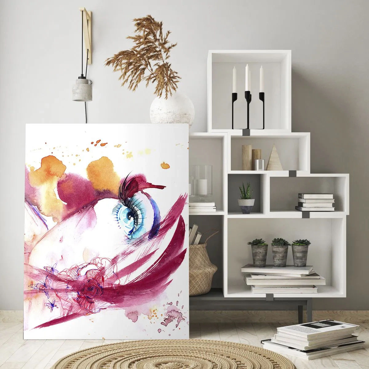 Glastavla - Bild på glas - Världen blommar i närheten - 50x70 cm