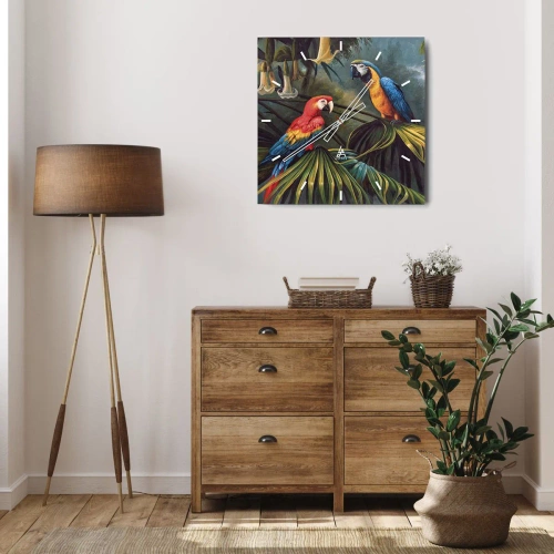 Väggklocka - Klocka på glas - Romantiken i tropikerna - 30x30 cm