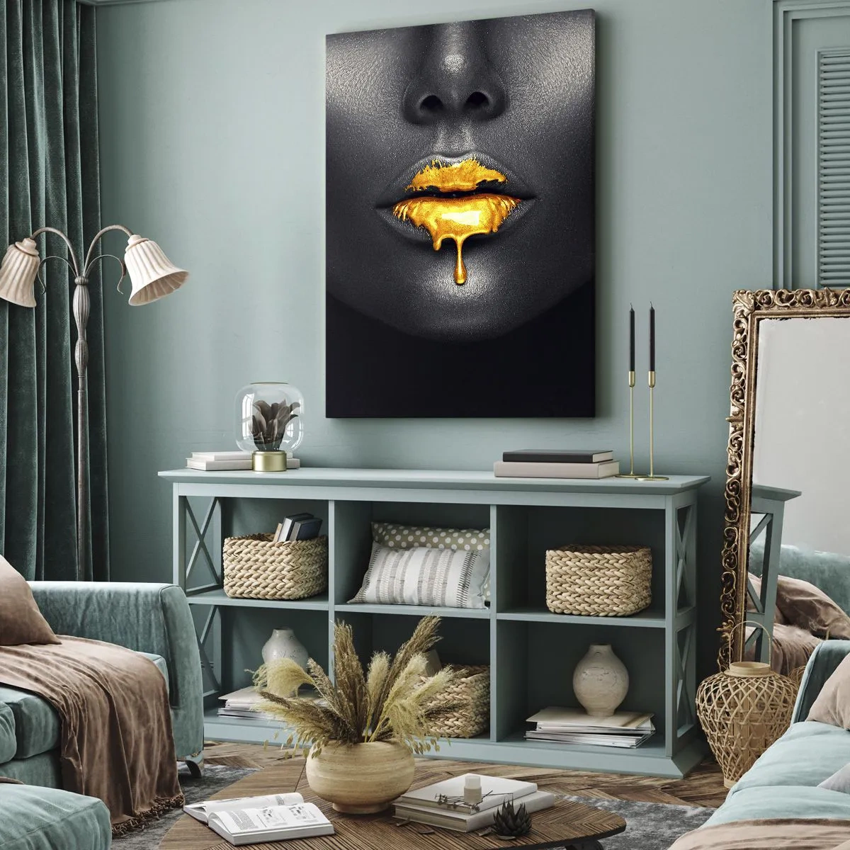Canvastavla - Bild på duk - Guldmun - 55x100 cm