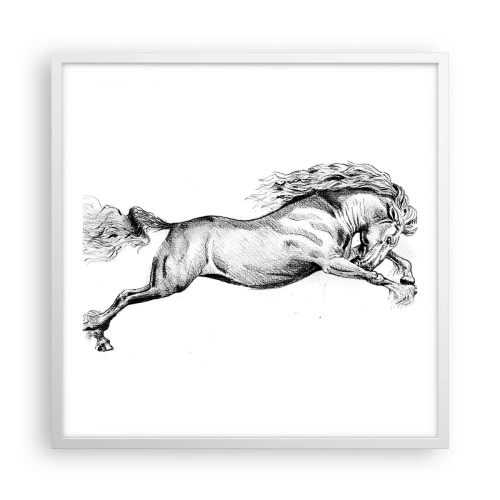 Affisch i vit ram - Fångad i galopplopp - 60x60 cm