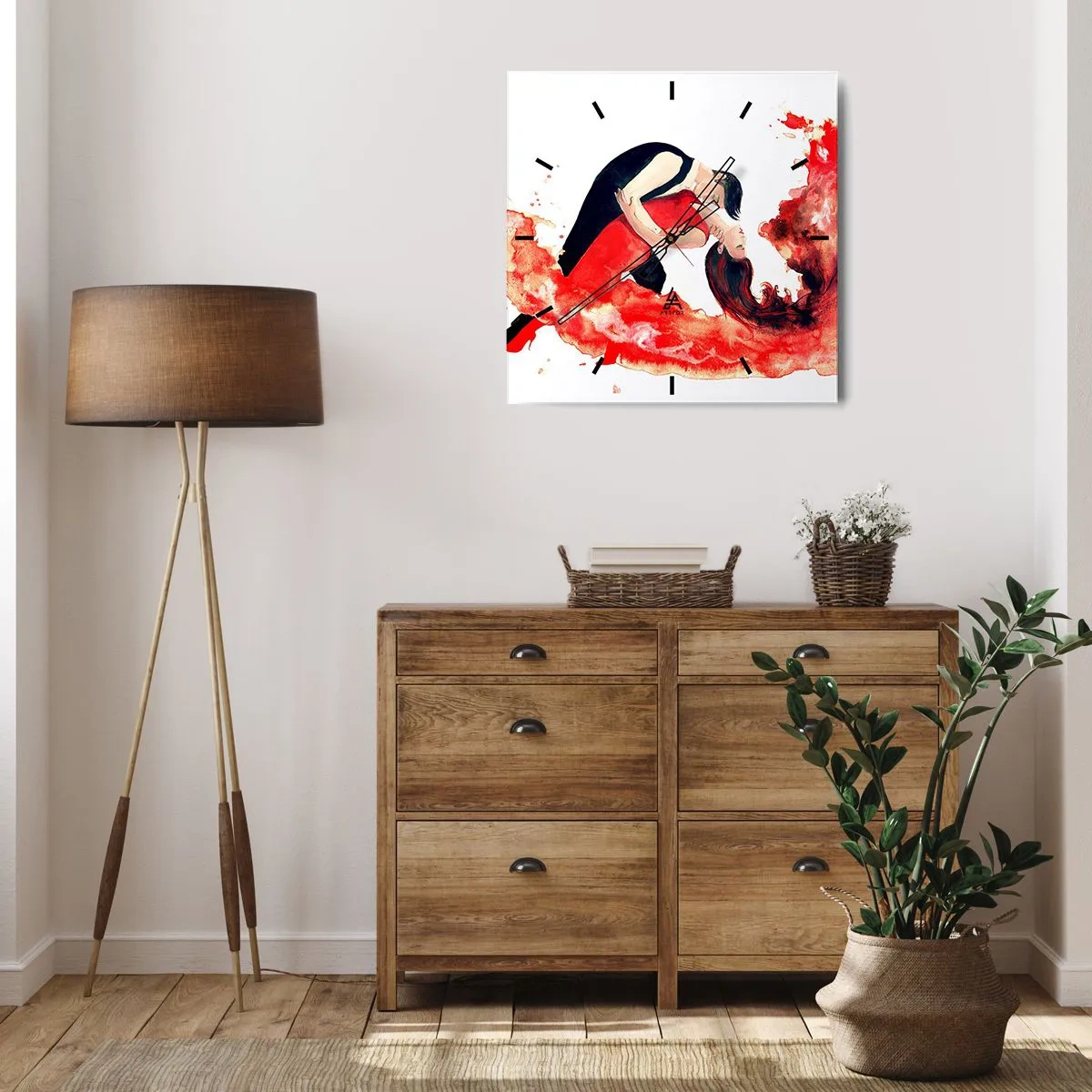 Väggklocka - Klocka på glas - Tango - den sensuella vågen - 30x30 cm