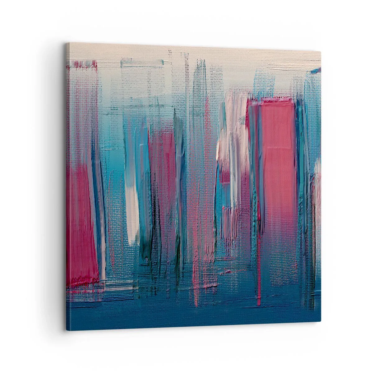 Canvastavla - Bild på duk - Vertikal komposition i blått och rött - 60x60 cm