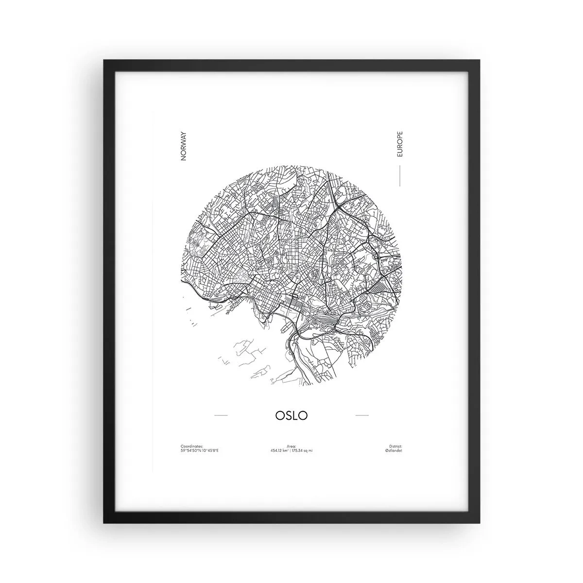 Affisch i svart ram - Oslos anatomi - 40x50 cm