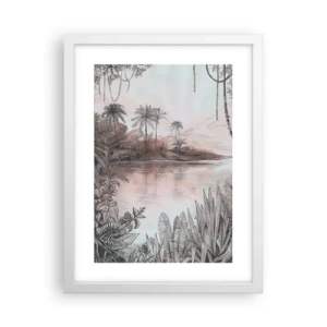 Affisch i vit ram - En upptäcktsresandes dagbok från 1800-talet - 30x40 cm