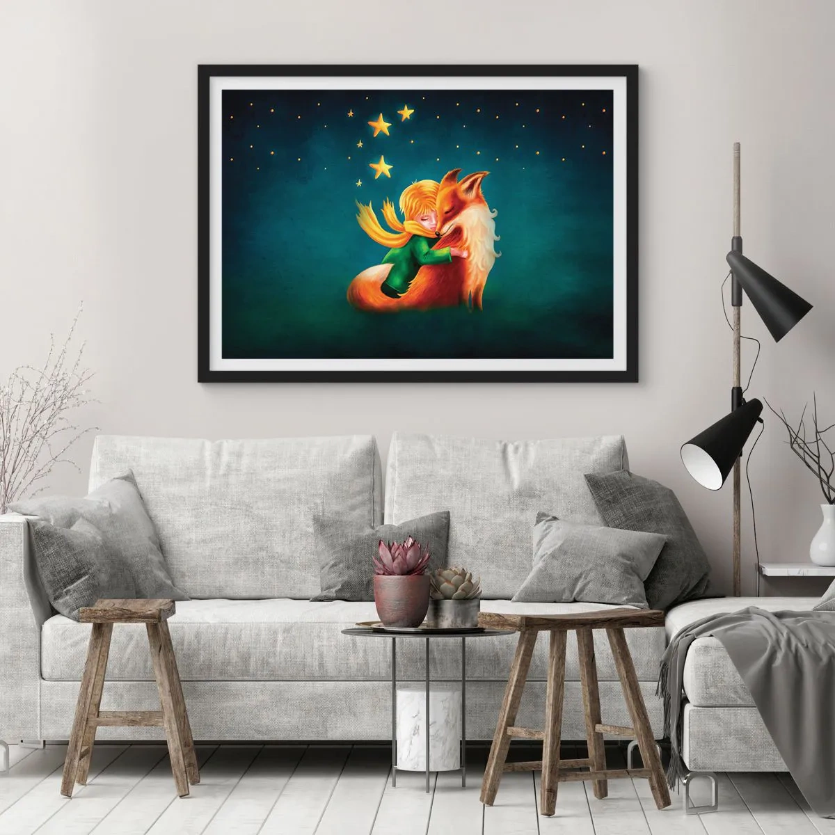Affisch i svart ram - Lilla prinsen - 91x61 cm
