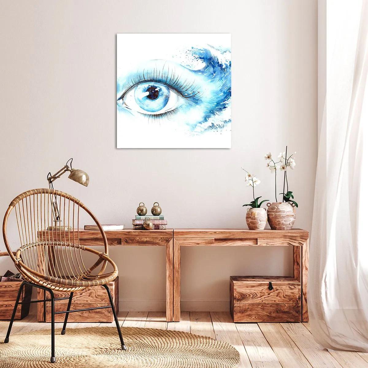 Canvastavla - Bild på duk - Doppa sig i den blåa blicken - 30x30 cm
