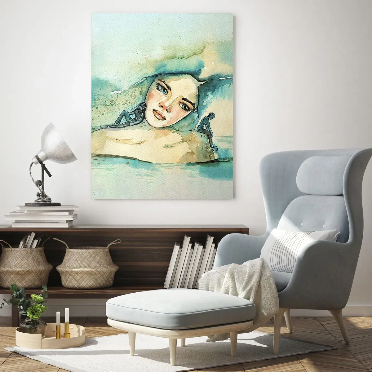Glastavla - Bild på glas - Am I blue? - 50x70 cm