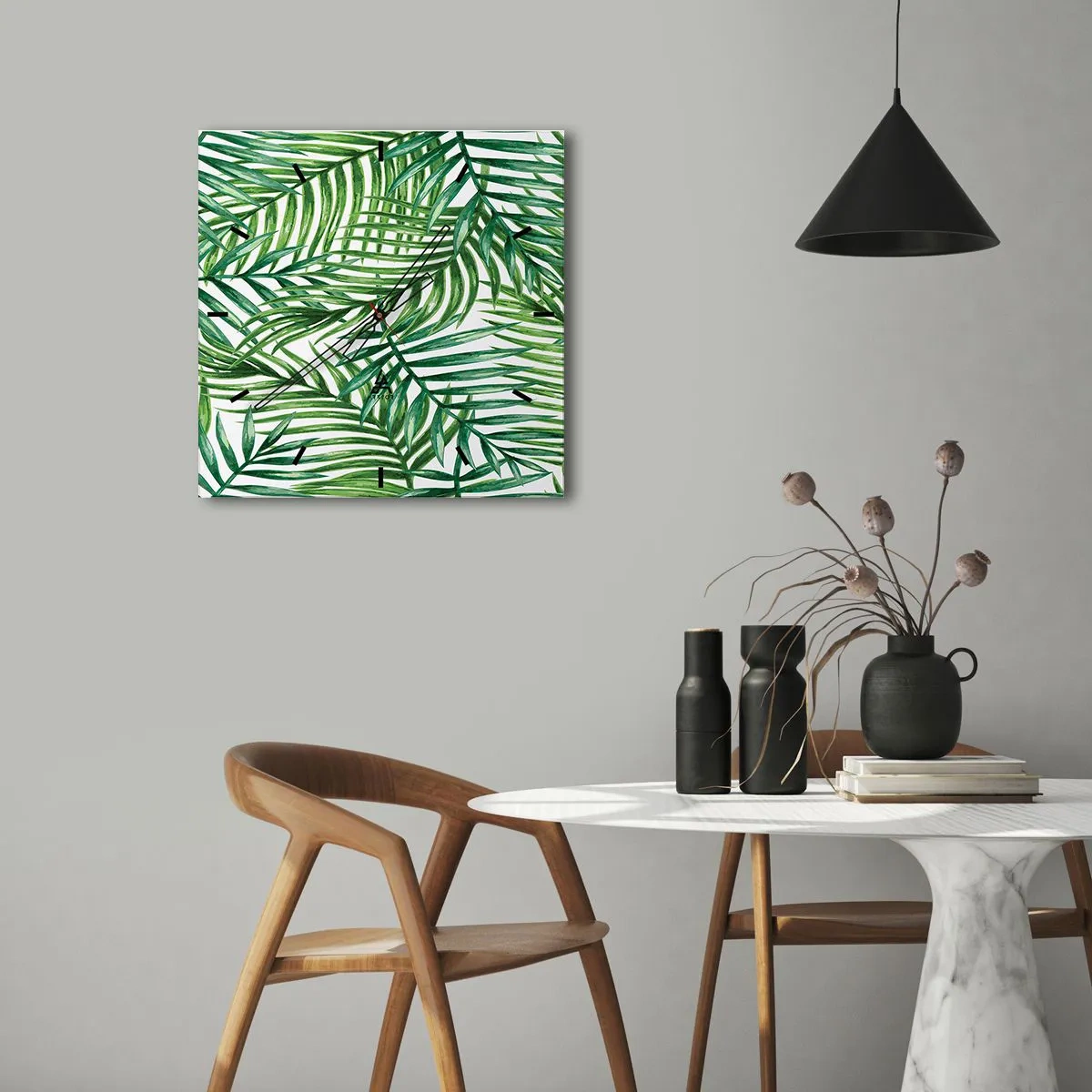 Väggklocka - Klocka på glas - Under gröna baldakinen - 30x30 cm