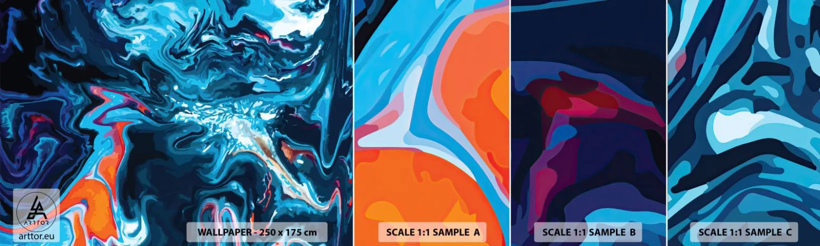 Fototapet Prov Standard Eco - En resa till himlens inre - Abstraktion, Bit, Modernt mönster - 100x30 cm