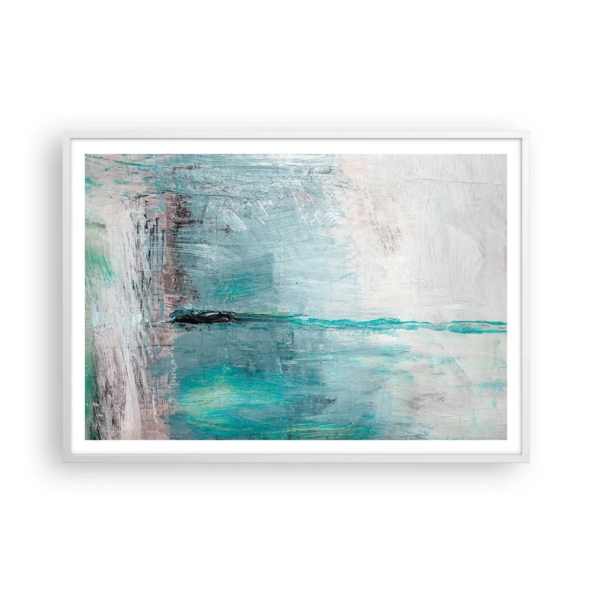 Affisch i vit ram - Horisontellt i blått - 100x70 cm