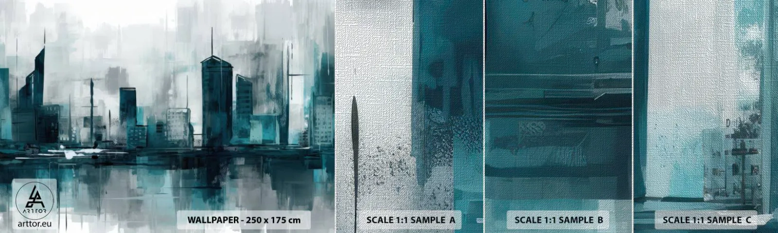 Provbit av fototapet Premium Canvas - Regnfärgad stad - Stad, Arkitektur, Bit - 100x30 cm