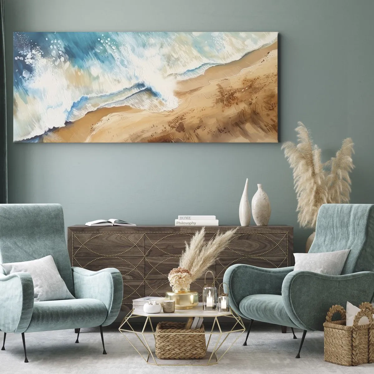Canvastavla - Bild på duk - Den återkommande vågen - 100x40 cm