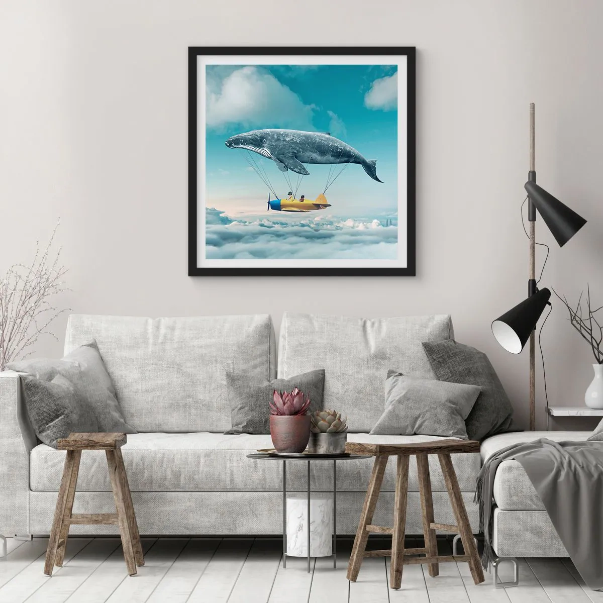 Affisch i svart ram - Varför inte? - 60x60 cm