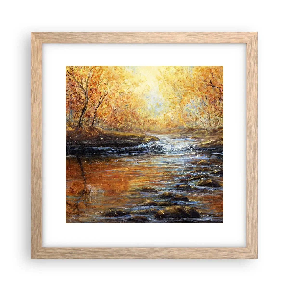 Affisch i ram av ljusek - Gyllene bäck - 30x30 cm