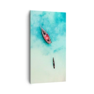 Canvastavla - Bild på duk - Högvatten på stranden i Zanzibar… - 55x100 cm