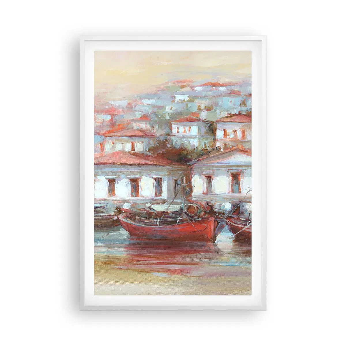 Affisch i vit ram - Lycklig stad - 61x91 cm