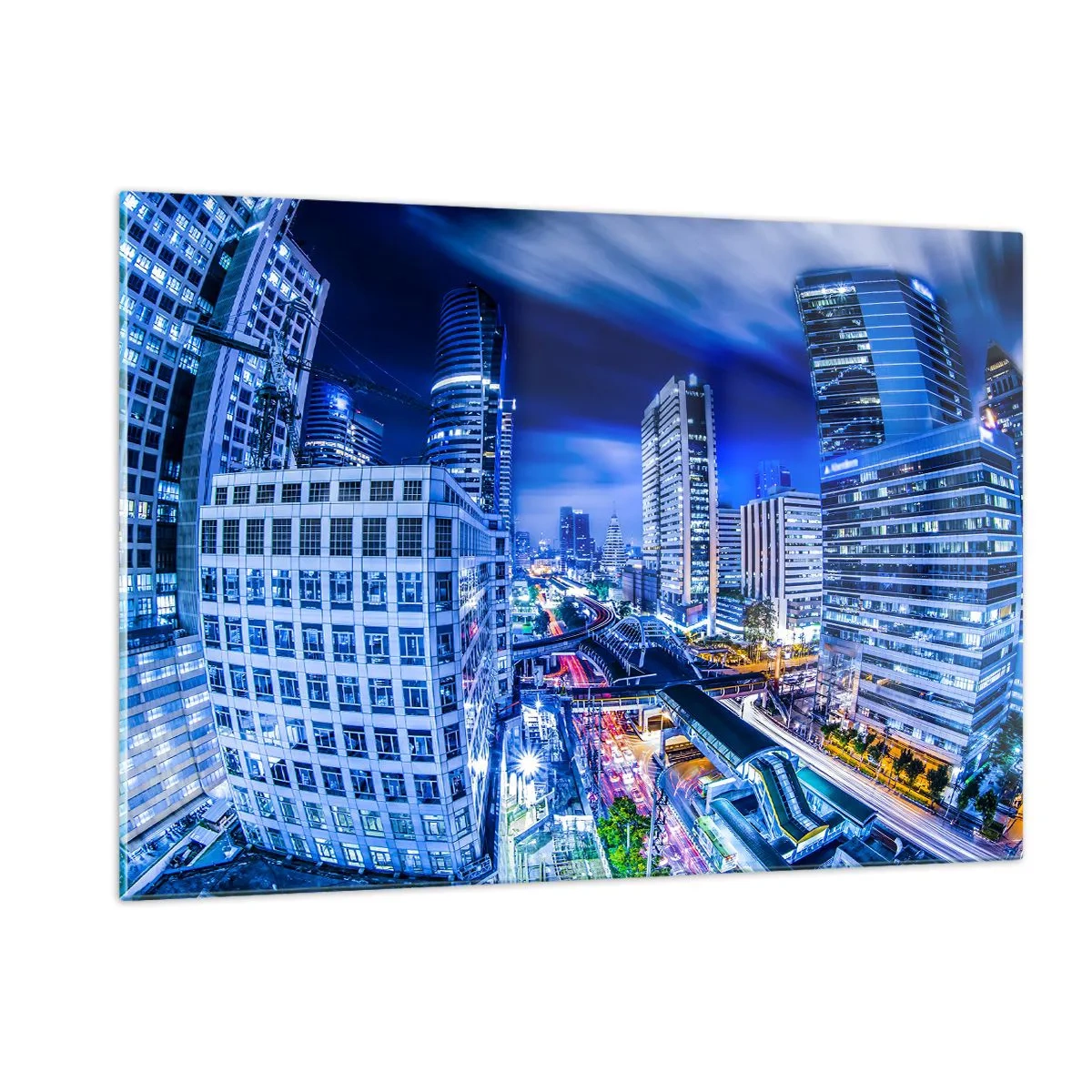 Glastavla - Bild på glas - Stadens nattrytmer - 120x80 cm