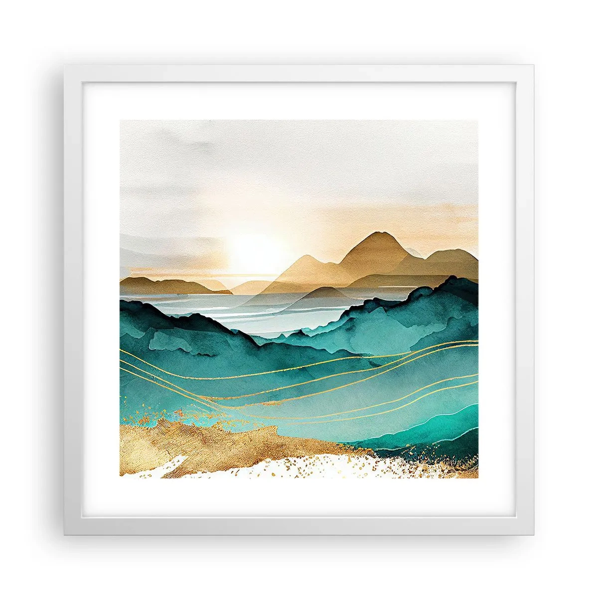 Affisch i vit ram - På gränsen till abstraktion - landskap - 40x40 cm