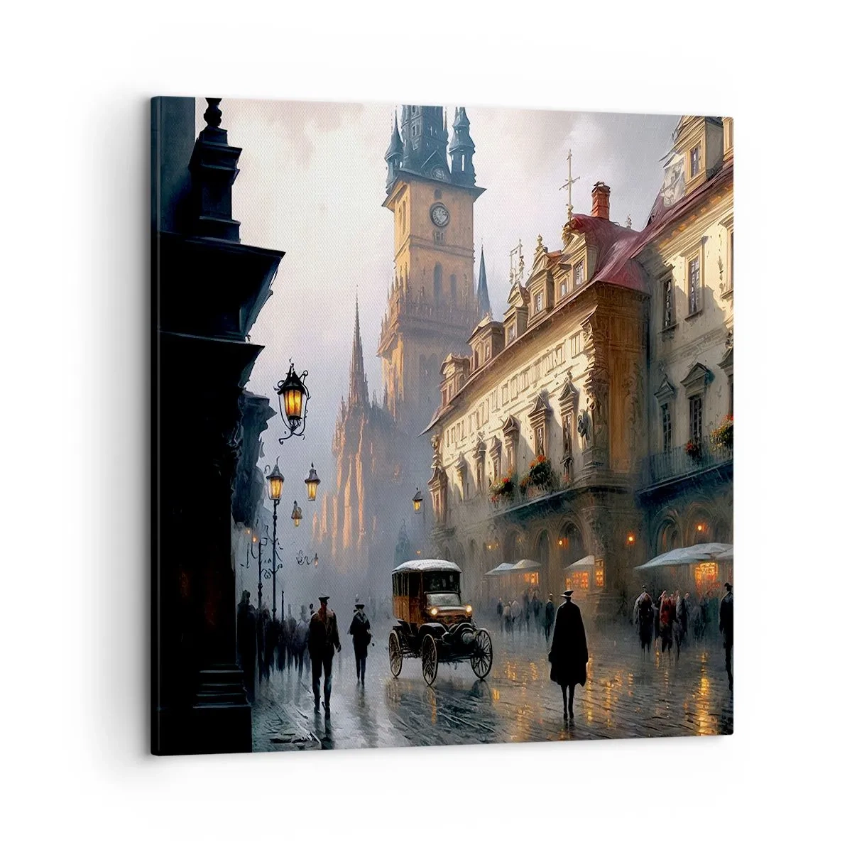 Canvastavla - Bild på duk - Magin under en kväll i Prag - 50x50 cm
