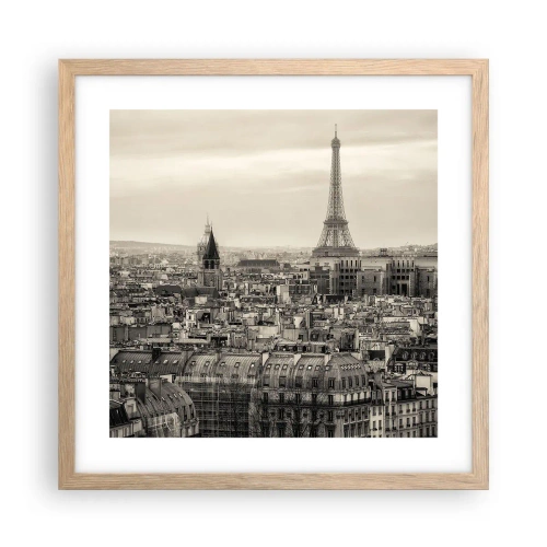Affisch i ram av ljusek - Över Paris tak - 40x40 cm