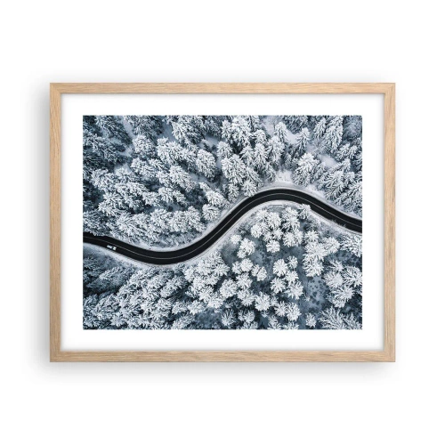 Affisch i ram av ljusek - Genom vinterskogen - 50x40 cm
