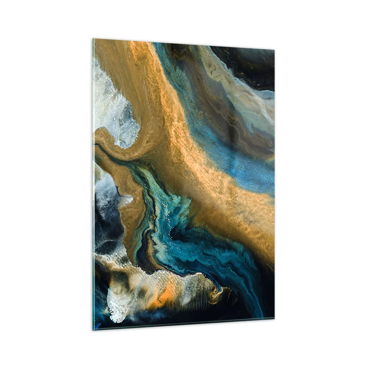 Glastavla - Bild på glas - Blå – gul – ömsesidiga influenser - 50x70 cm