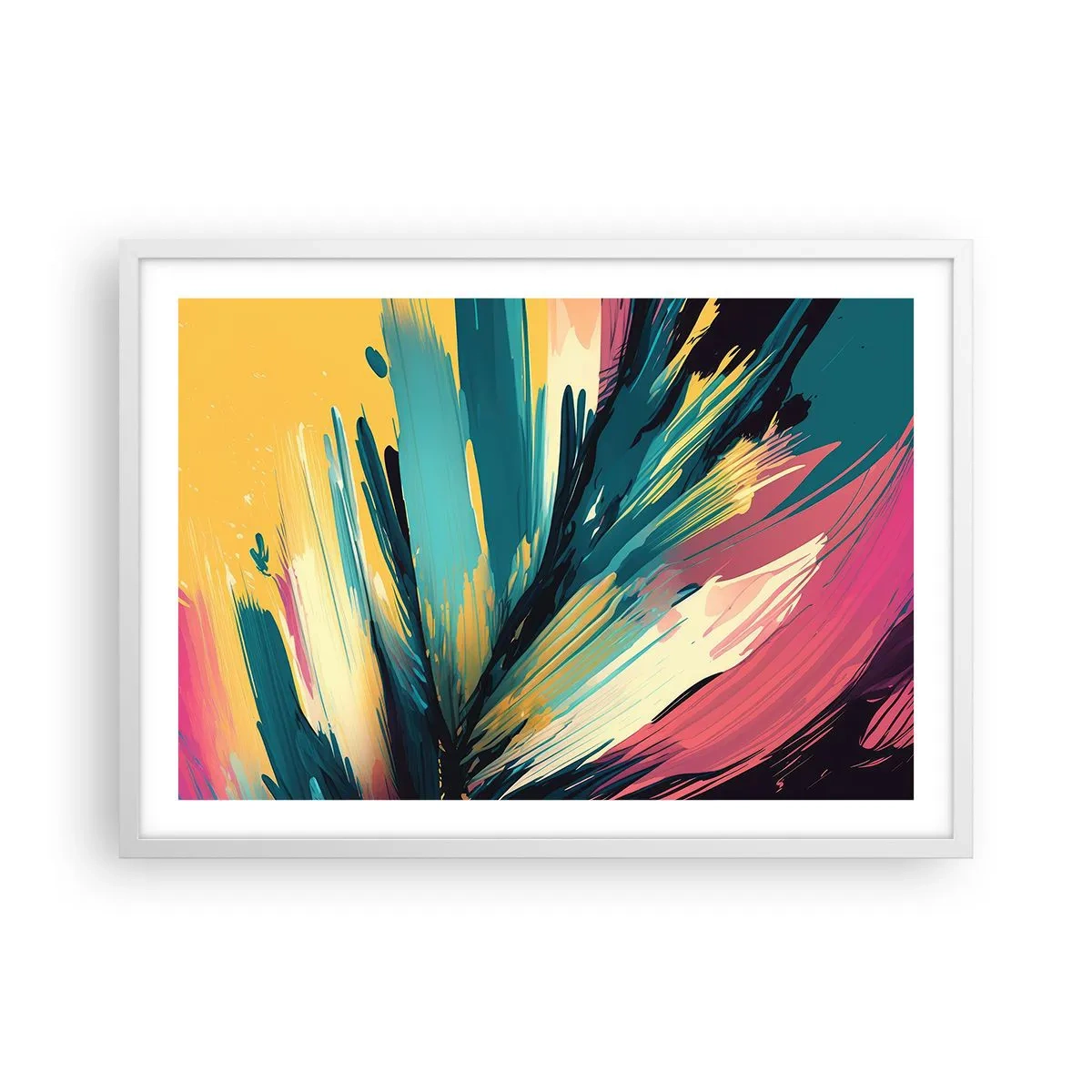 Affisch i vit ram - Komposition - en explosion av glädje - 70x50 cm