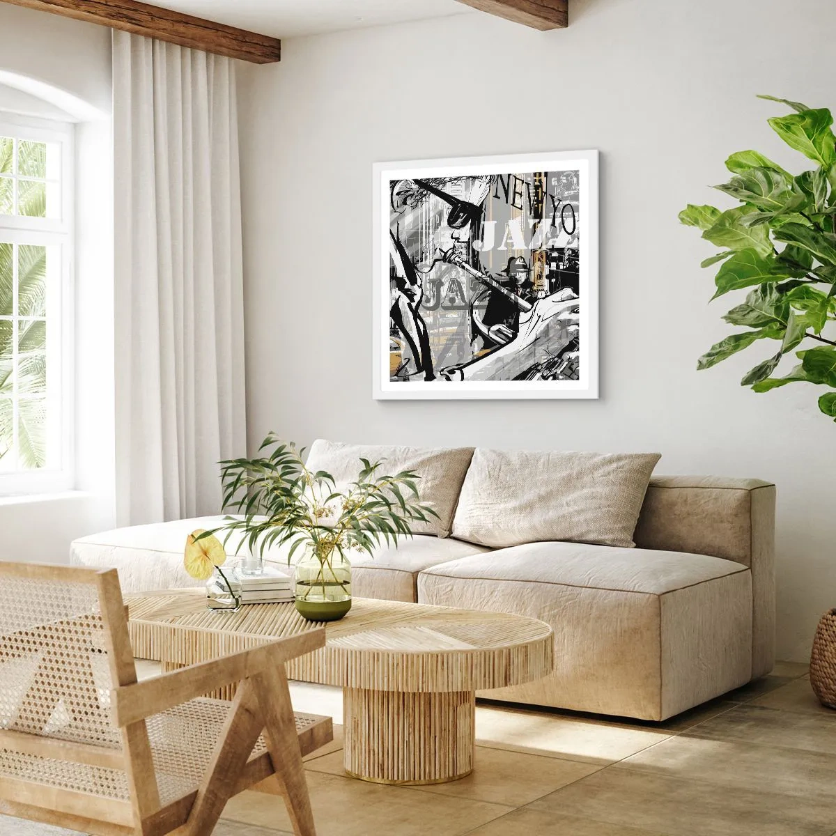 Affisch i vit ram - I New Yorks rytm - 50x50 cm