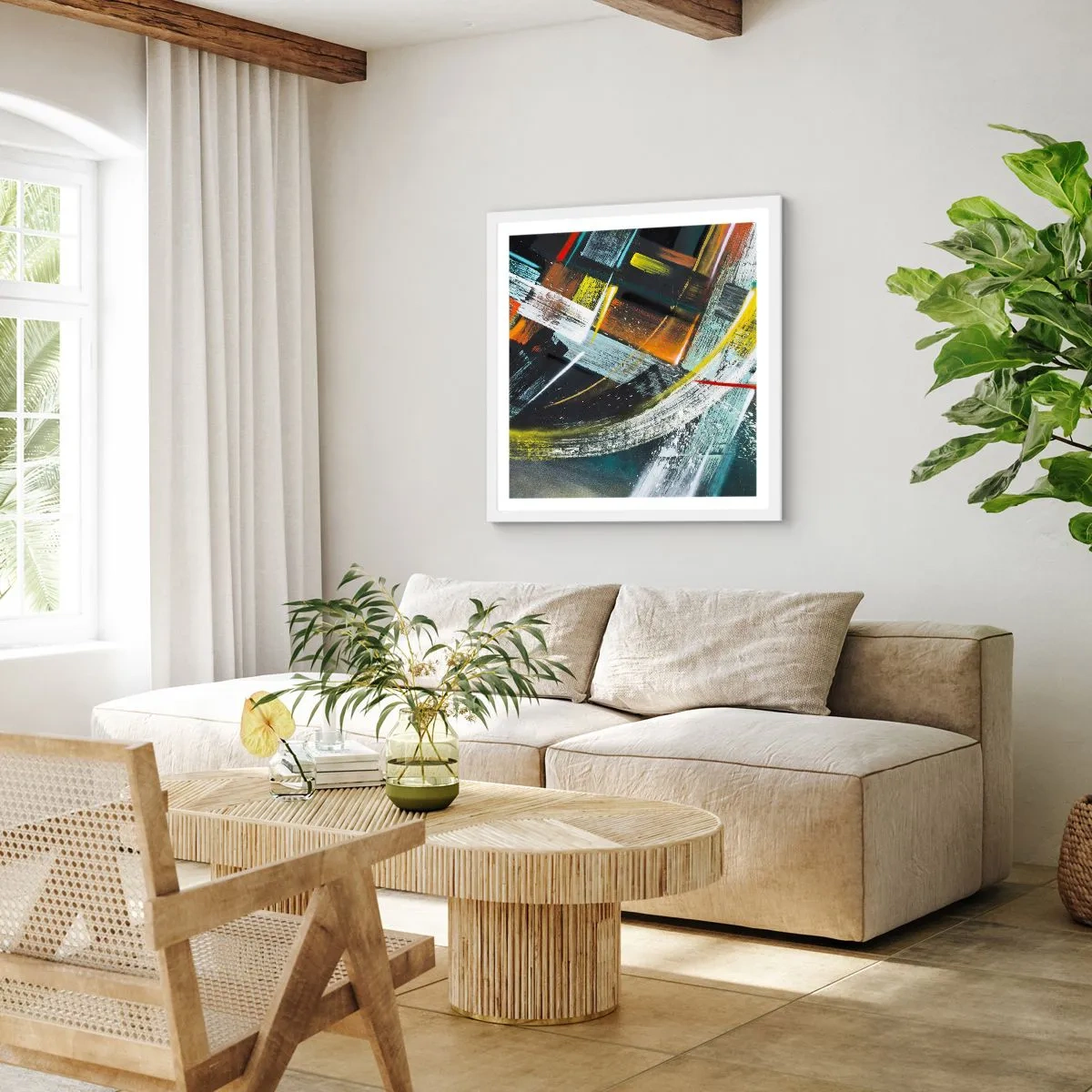 Affisch i vit ram - Rörelsens energi - 50x50 cm