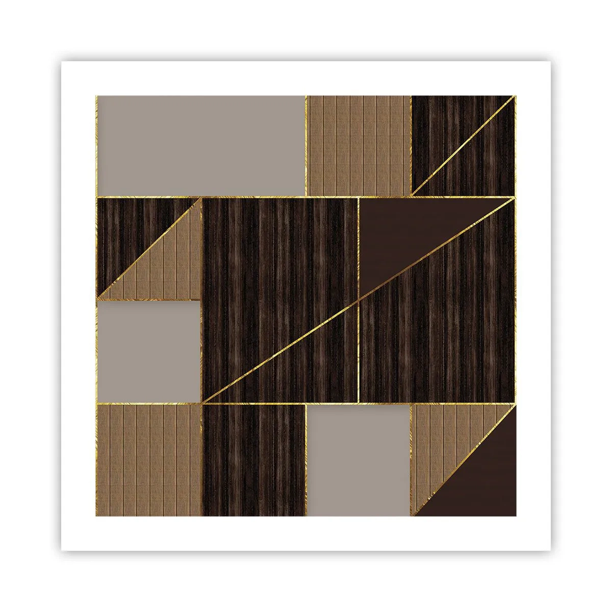 Affisch - Mosaik av brun och guld - 50x50 cm