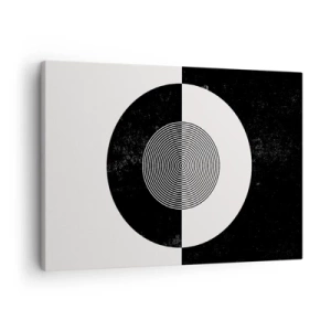 Canvastavla - Bild på duk - Grafiskt mönster i kontrasterande svartvitt - 70x50cm - Harmoni i svart och vitt - Modern väggdekoration för vardagsrum och sovrum ARTTOR