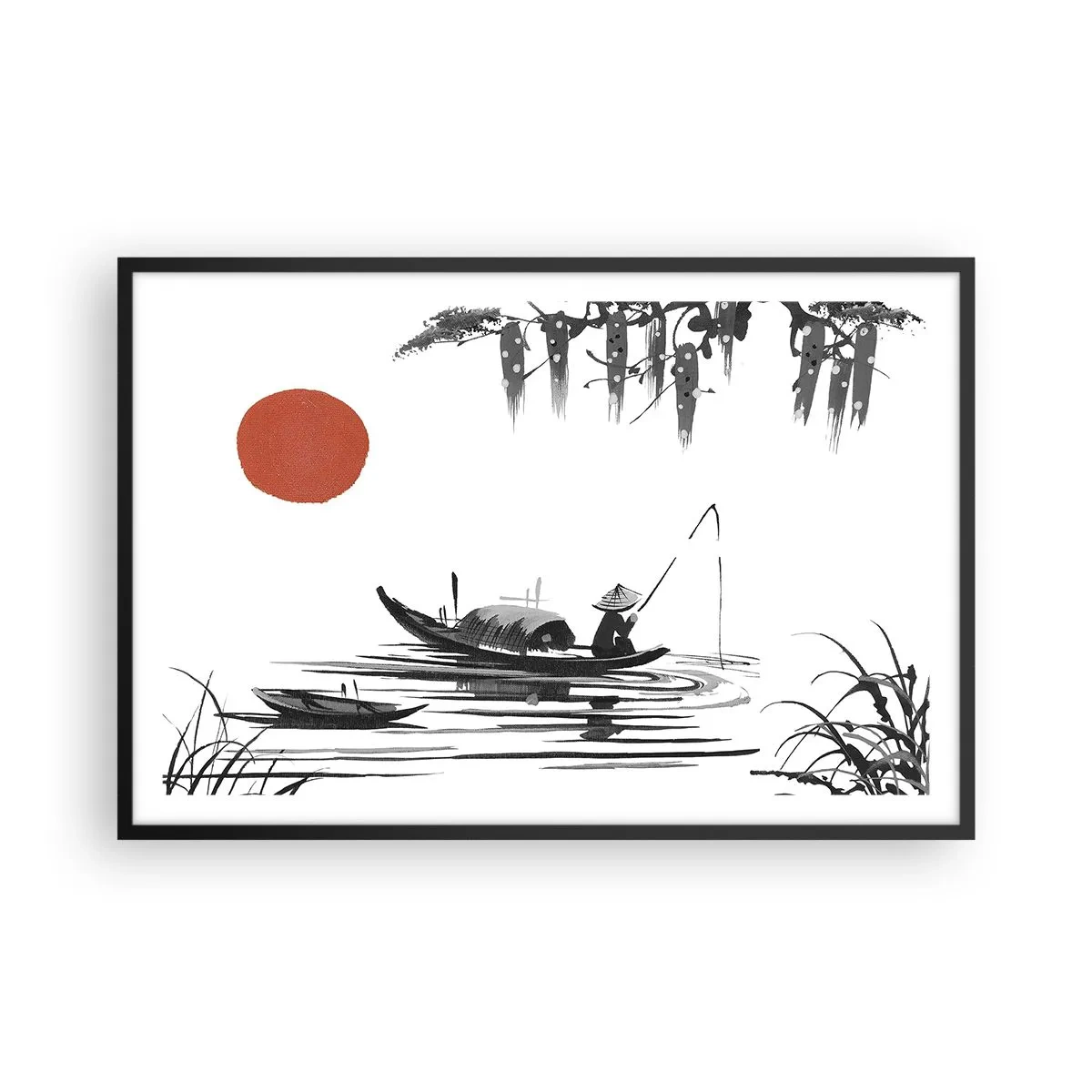 Affisch i svart ram - Asiatisk eftermiddag - 91x61 cm